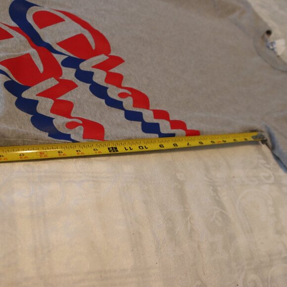 Champion Script Logo Wrap Around T-Shirt Heather Grey Short Sleeve Size Large - Picture 8 of 11